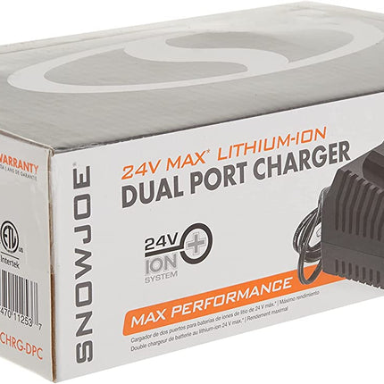 Snow Joe 24VCHRG-DPC 24V iON+ Dual Port Quick Charge Docking Station, Black