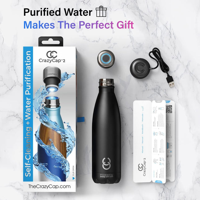 NEW, THE CRAZY CAP 2 Self-Cleaning + Water Purification 500ml - CHOOSE COLOUR MSRP $139.95