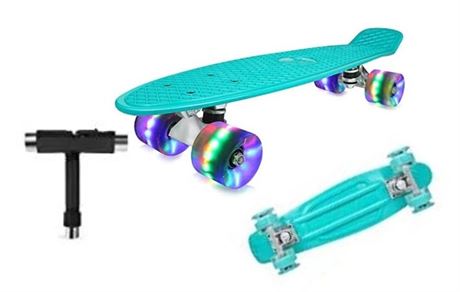 NEW, BELEEV 22" Skateboard Complete Cruiser Mini Skateboard, TEAL