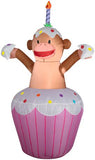 Party Time Airblown Inflatable Cupcake with Monkey Yard Decor