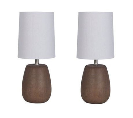 LOT OF 2 THRESHOLD 12.5"T Table Lamp, White Shade Walnut Finish TXP21133N