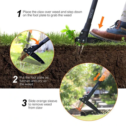 Weed Puller, 3.3ft Stainless Steel Weeder and Plastic Long Handle GSW1A