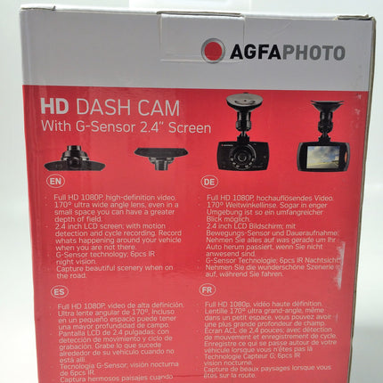 AGFA 1080p Dash Cam With G-Sensor 2.4" Screen and 8GB MicroSD Card