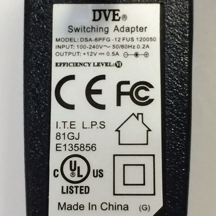 NEW, DVE AC Adapter Model DSA-6PFG-05 FUS 050100, (4 -1/2 ft)