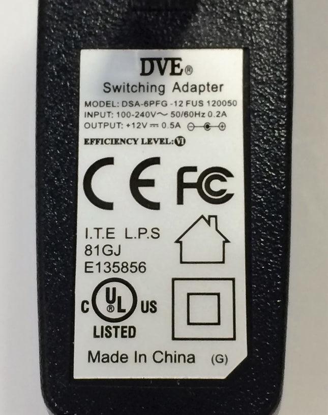 NEW, DVE AC Adapter Model DSA-6PFG-05 FUS 050100, (4 -1/2 ft)