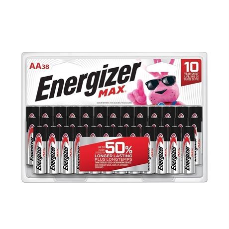 PACK OF 38 ENERGIZER MAX AA Alkaline Batteries