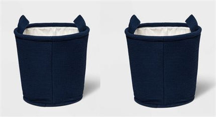 LOT OF 2 NEW, PILLOWFORT Waffle Storage Basket, NAVY SIZE 11" x 11"