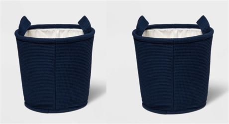 LOT OF 2 NEW, PILLOWFORT Waffle Storage Basket, NAVY SIZE 11" x 11"