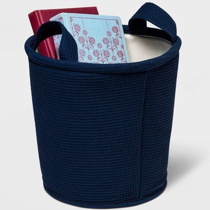 LOT OF 2 NEW, PILLOWFORT Waffle Storage Basket, NAVY SIZE 11" x 11"