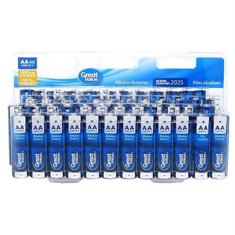 PACK OF 48 GREAT VALUE AA Alkaline Batteries