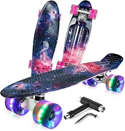 NEW, BELEEV 22" Cruiser Complete Skateboard, GALAXY PURPLE