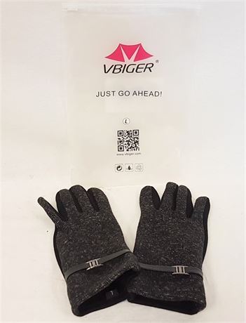 SIZE LARGE NEW, VBIGER Women's Winter Gloves, DARK GREY/BLACK