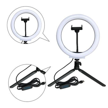 NEW, Fill In Light #FL-10" LED Beautification Ring Light Small Tripod