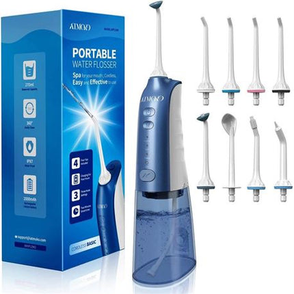 NEW ATMOKO PORTABLE WATER FLOSSER W. 8 Jet Tips