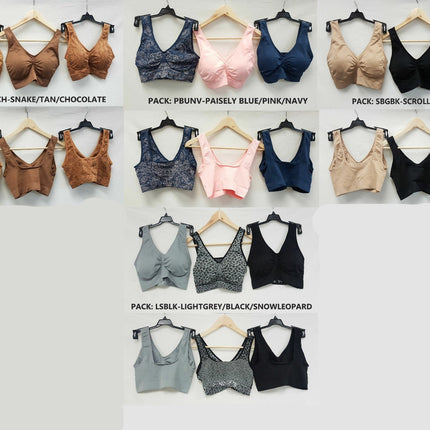 3X Rhonda Shear 9202 Jacquard Ahh Bras w/ Removable Pads - CHOOSE COLOR PACK