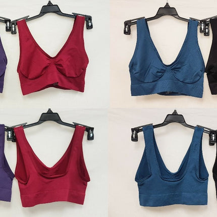 4X Rhonda Shear 9588 Ahh Seamless Leisure Bra, BLACK & TEAL & BURGUNDY & PURPLE