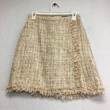 New PINK TARTAN Overlap Skirt Brown Multi Size 4