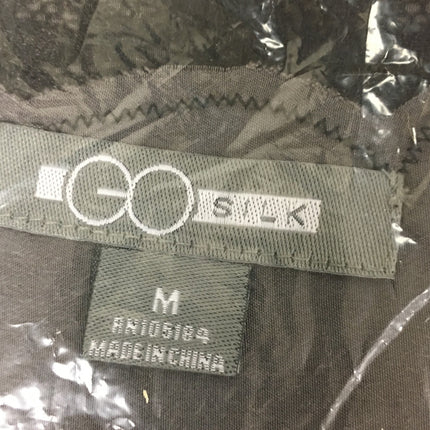 New GO SILK, Lace Trimmed Blouse Charcoal M