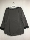 New GO SILK, Lace Trimmed Blouse Charcoal M