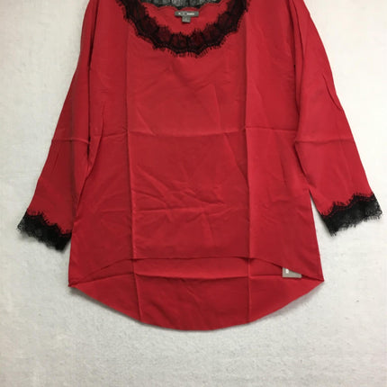 New GO SILK, Lace Trimmed Blouse Curry Small