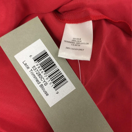 New GO SILK, Lace Trimmed Blouse Curry Small