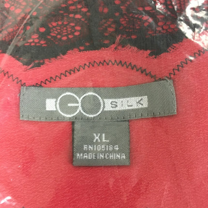 New GO SILK, Lace Trimmed Blouse Curry XL