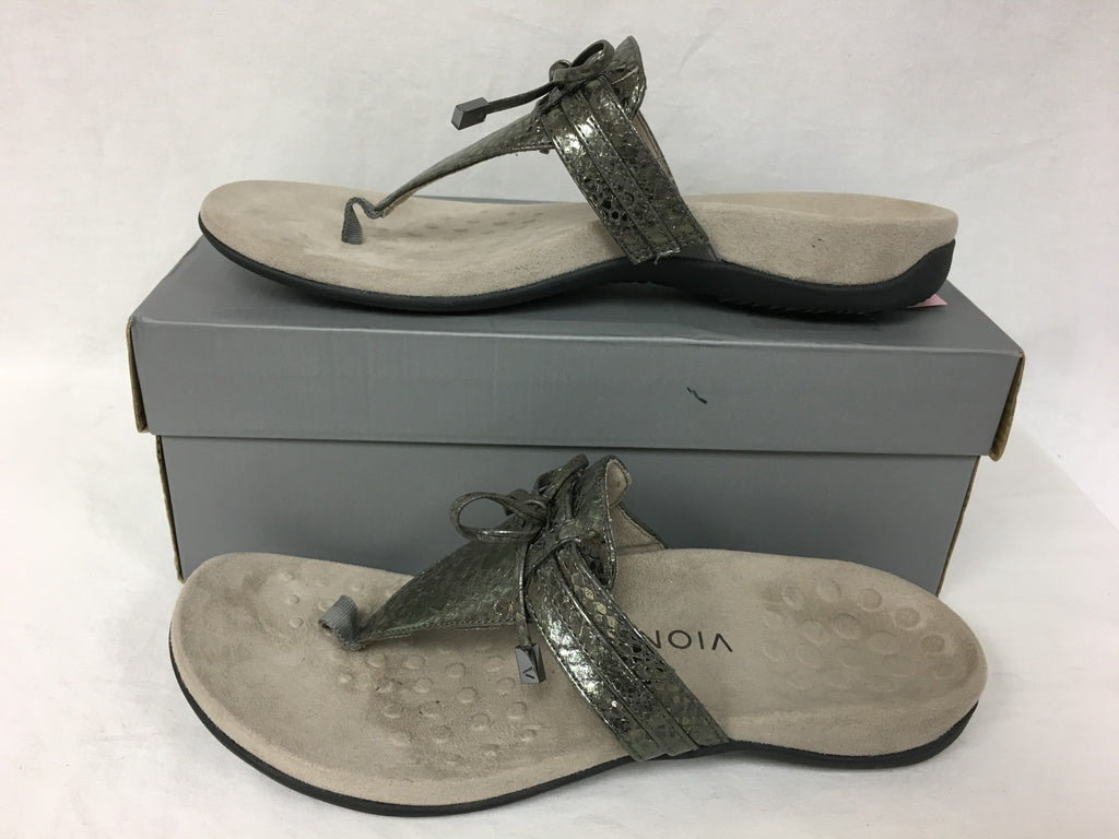 Vionic Women's Rest Amaya Toe Post Sandals, Charcoal 10/EU42