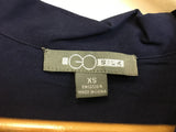 New GO Silk, Anywhere Pop Over Blouse Long Sleeve Polo Navy XS