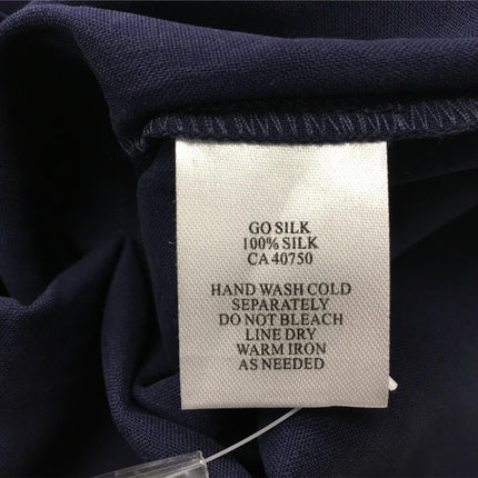 New GO Silk, Anywhere Pop Over Blouse Long Sleeve Polo Navy XS