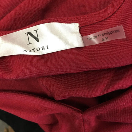 New N NATORI, Solid Jersey Knit Tunic With Faux Leather Dress Dark Red S/P