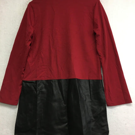 New N NATORI, Solid Jersey Knit Tunic With Faux Leather Dress Dark Red S/P