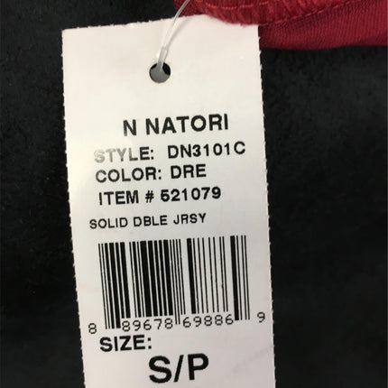 New N NATORI, Solid Jersey Knit Tunic With Faux Leather Dress Dark Red S/P