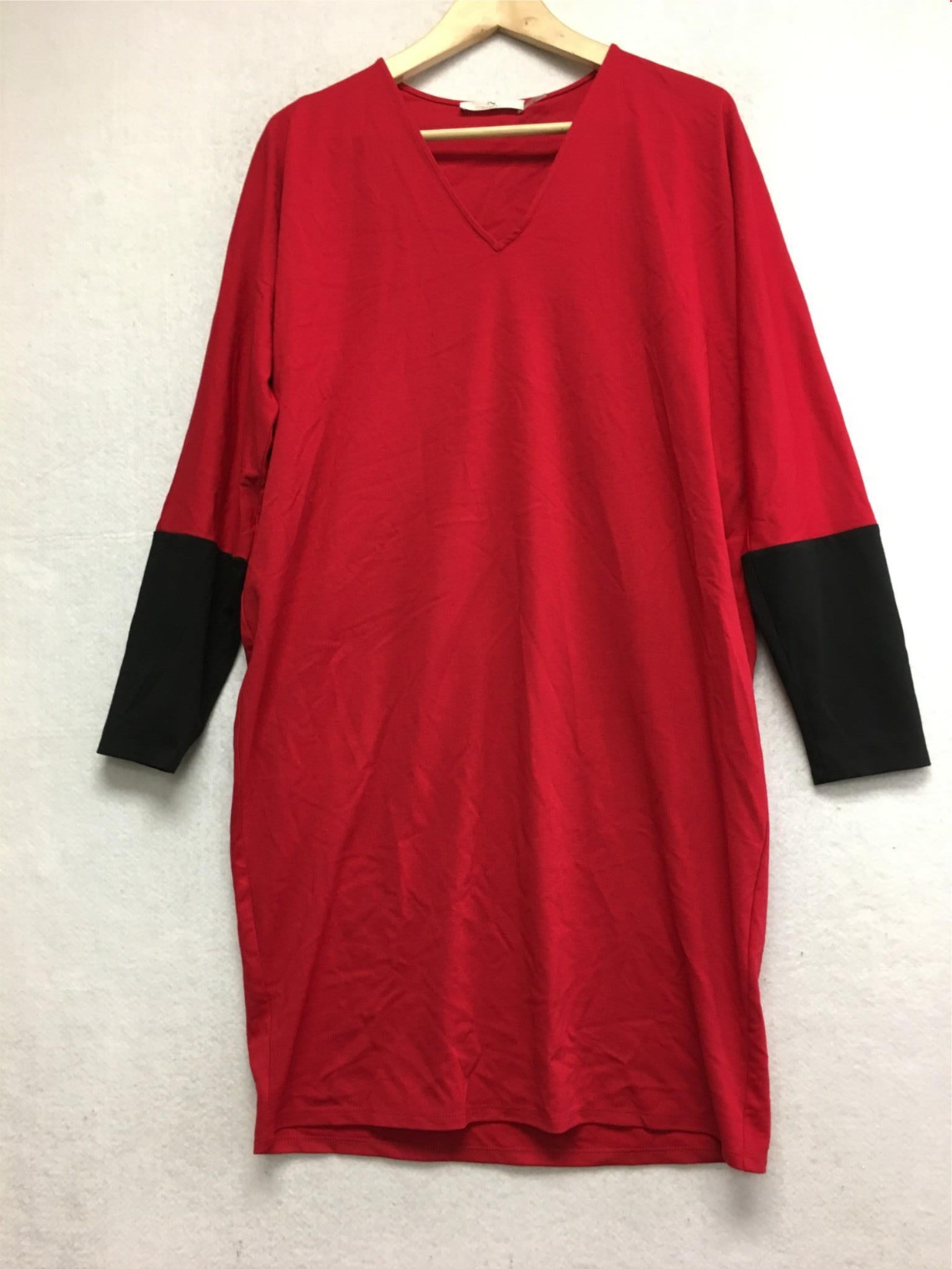 New N NATORI Solid Double Jersey Dress Medallion Red Small