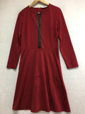 New N NATORI Solid Jersey Knit Dress With Faux Leather Dark Red Small