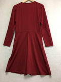 New N NATORI Solid Jersey Knit Dress With Faux Leather Dark Red Small