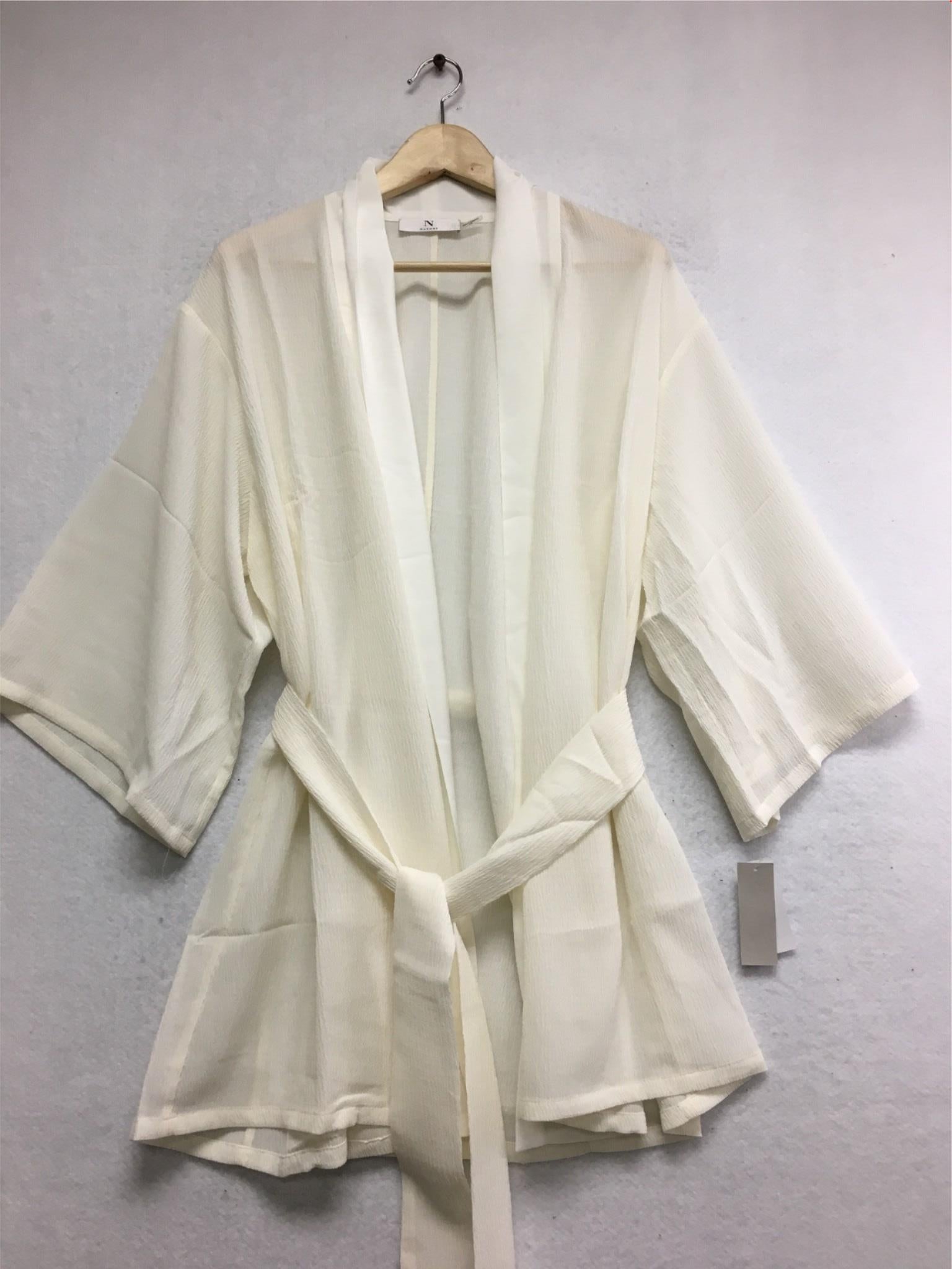 New N NATORI Women's  Textured Novelt Robe in Off White Large