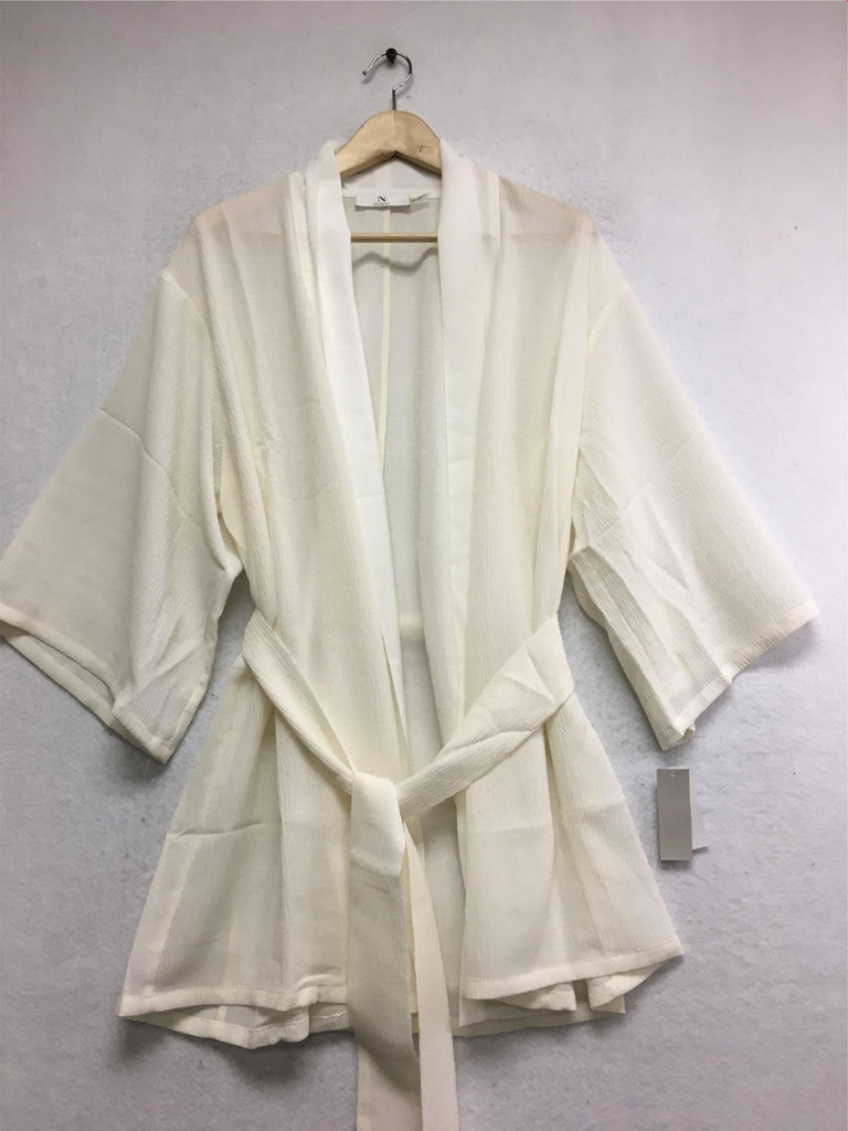 New N NATORI Women's  Textured Novelt Robe in Off White XL