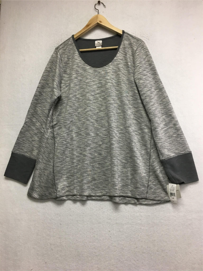 New N NATORI, Women's Long Sleeve Top Grey Combo Medium