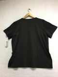 New N NATORI Solid Double Knit Embroidered Top Black Large