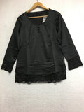 New ISAAC MIZRAHILive!, Long Sleeve Round Neck With Lace Black Size 6