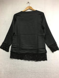 New ISAAC MIZRAHILive!, Long Sleeve Round Neck With Lace Black Size 6