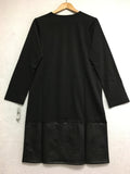 New N NATORI, Solid Double Knit Dress With Faux Leather Combo Black Medium