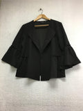 New NINA LEONARD Open Front Ruffled Detail Jacket Black 3X
