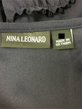 New NINA LEONARD Open Front Ruffled Detail Jacket Navy 3X