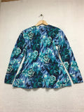 New ISAAC MIZRAHILIVE! Women's Floral Peplum Cardigan Blue Multi XS