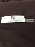 New N Natori Solid Jersey Knit Poncho With Faux Leather Chocolate Large