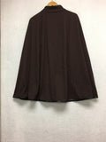 New N Natori Solid Jersey Knit Poncho With Faux Leather Chocolate Small