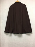 New N Natori Solid Jersey Knit Poncho With Faux Leather Chocolate Large