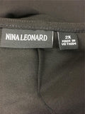 New Nina Leonard Long Sleeve Ladder Detail Dress With Metal Squares Black 2X