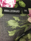 New NINA LEONARD Long Sleeve Floral Wrap Dress Black Multi 3X